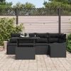 vidaXL Garden Sofa Set with Cushion 6 pcs Black Poly rattan