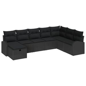 vidaXL Sofa Set 8 pcs Black Poly Rattan