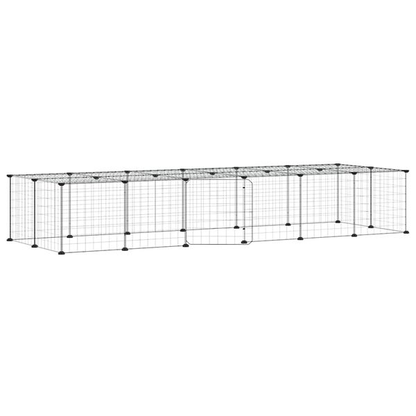 vidaXL 28-Panel Pet Cage with Door Black 35x35 cm Steel