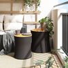 vidaXL Garden Side Tables 2 pcs with Wooden Top Black Poly Rattan