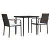 vidaXL 3 Piece Garden Dining Set with Cushions Poly Rattan and Steel