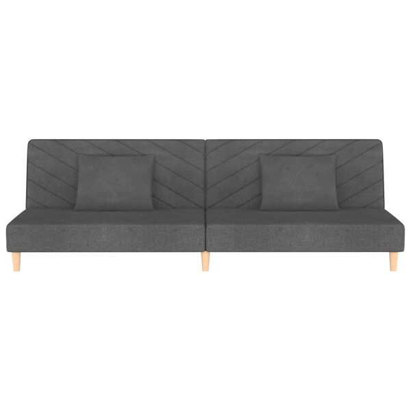 vidaXL 2-Seater Sofa Bed with Two Pillows Dark Grey Fabric