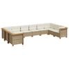 vidaXL 10 Piece Garden Sofa Set with Cushions Beige Poly Rattan