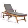 vidaXL Sun Lounger with Cushion Solid Teak Wood Dark Grey