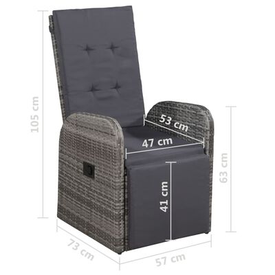 vidaXL Outdoor Chair with Cushion Poly Rattan Black