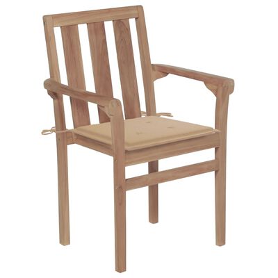 vidaXL Garden Chairs 2 pcs with Beige Cushions Solid Teak Wood