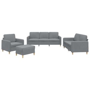 vidaXL 4 Piece Sofa Set with Cushions Light Grey Fabric