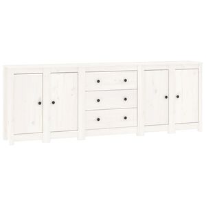 vidaXL Sideboard White 230x35x80 cm Solid Wood Pine