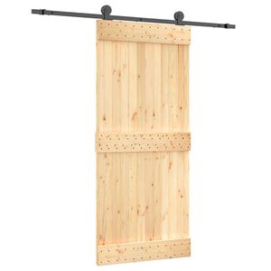 vidaXL Sliding Door Natural and Black 90 x 210 cm Solid Pine Wood