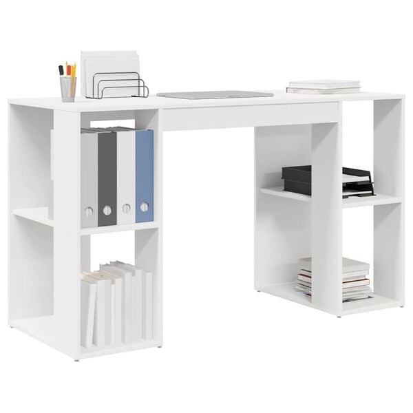 vidaXL Desk with Storage White 130 x 50.5 x 75 cm Engineered Wood