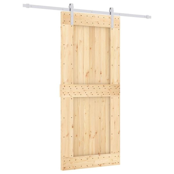 vidaXL Sliding Door with Hardware Set 90x210 cm Solid Wood Pine