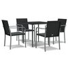 vidaXL 5 Piece Garden Dining Set with Cushions Poly Rattan and Steel