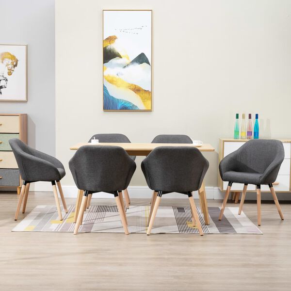 vidaXL Dining Chairs 6 pcs Dark Grey Fabric