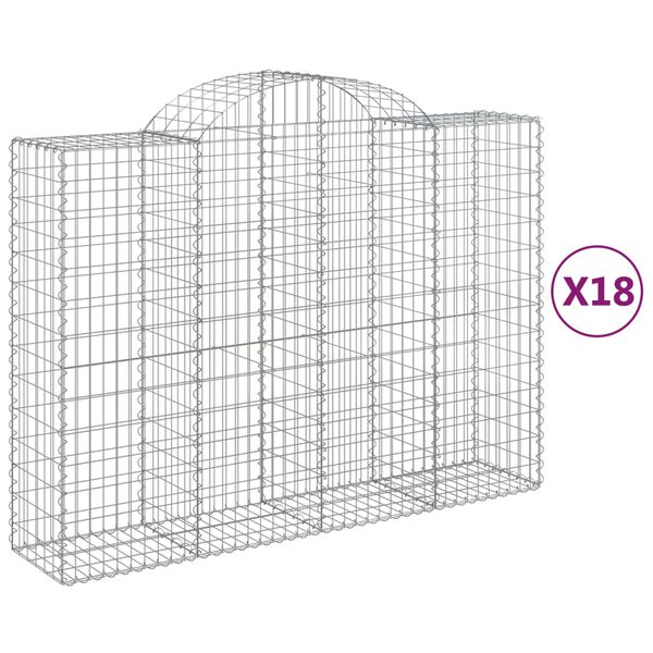 vidaXL Arched Gabion Baskets 18 pcs 200x50x140/160 cm Galvanised Iron