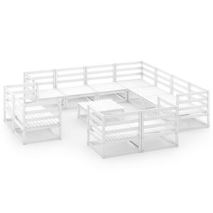 vidaXL 12 Piece Garden Lounge Set White Solid Pinewood