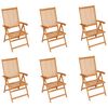 vidaXL Garden Chairs 6 pcs with Blue Cushions Solid Teak Wood