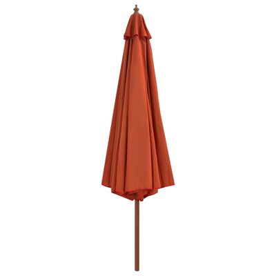 vidaXL Outdoor Parasol with Wooden Pole 350 cm Terracotta