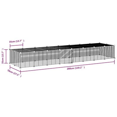 vidaXL 36-Panel Pet Cage with Door Black 35x35 cm Steel