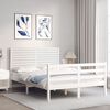 vidaXL Bed Frame without Mattress White Double Solid Wood