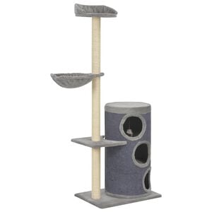 vidaXL Cat Tree | Grey | Engineered wood, carton, plush fabric, sisal rope