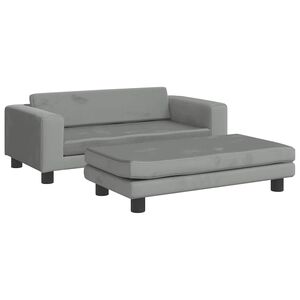 vidaXL Kids Sofa with Footstool Light Grey 100x50x30 cm Velvet