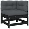 vidaXL 5 Piece Garden Lounge Set with Cushions Black Solid Wood
