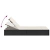 vidaXL Double Sun Lounger with Cushions Black Poly Rattan