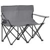 vidaXL 2-Seater Foldable Camping Chair Steel and Fabric Grey
