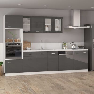 vidaXL Dishwasher Panel High Gloss Grey 59.5x3x67 cm Engineered Wood