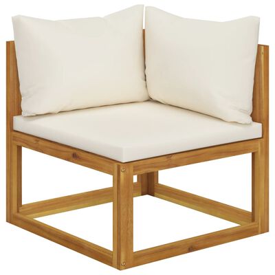 vidaXL 5 Piece Garden Lounge Set with Cushion Cream Solid Acacia Wood