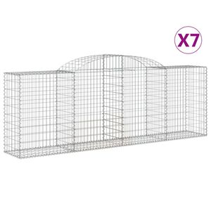 vidaXL Arched Gabion Baskets 7 pcs 300x50x100/120 cm Galvanised Iron