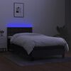 vidaXL Box Spring Bed with Mattress&LED Black 106x203 cm King Single Size Fabric