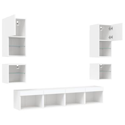 vidaXL 8 Piece TV Wall Units with LED White Engineered Wood