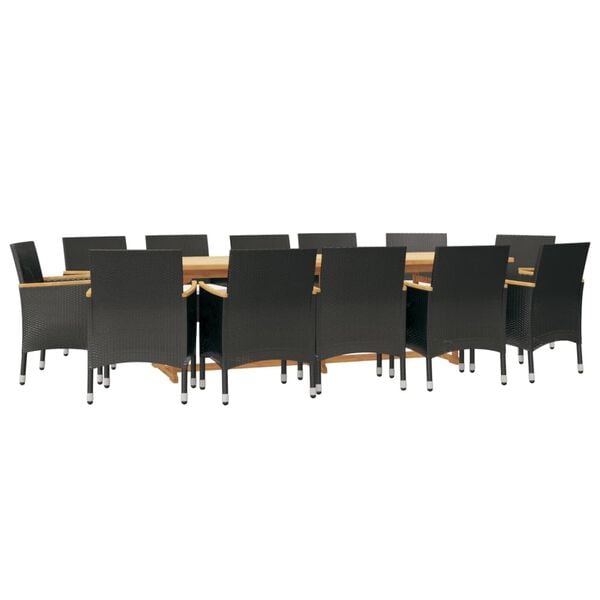 vidaXL 13 Piece Garden Dining Set with Cushions Black