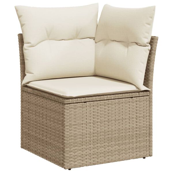 vidaXL 11 Piece Garden Sofa Set with Cushions Beige Poly Rattan