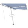 vidaXL Freestanding Manual Retractable Awning 300x250 cm Blue/White