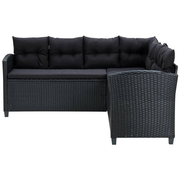 vidaXL 6 Piece Garden Lounge Set with Cushions Poly Rattan Black