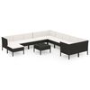 vidaXL 12 Piece Garden Lounge Set with Cushions Poly Rattan Black