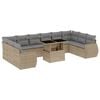 vidaXL 11 Piece Garden Sofa Set with Cushions Beige Poly Rattan