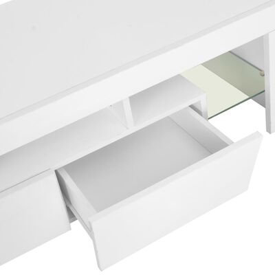 vidaXL TV Cabinet with LED Lights High Gloss White 130x35x45 cm