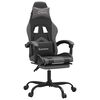 vidaXL Gaming Chair with Footrest Black and Grey Faux Leather
