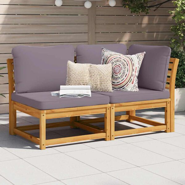 vidaXL 2 Piece Garden Lounge Set with Cushions Solid Wood Acacia