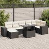 vidaXL 8 Piece Garden Sofa Set with Cushions Black Poly Rattan