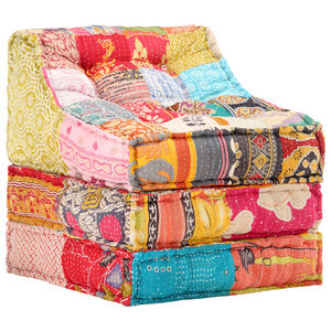 vidaXL Modular Pouffe Patchwork Fabric
