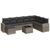 vidaXL 9 Piece Garden Sofa Set with Cushions Grey Poly Rattan