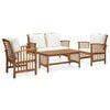 vidaXL 4 Piece Garden Lounge Set with Cushions Solid Acacia Wood
