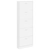vidaXL White Wooden Shoe Cabinet with 5 Compartments