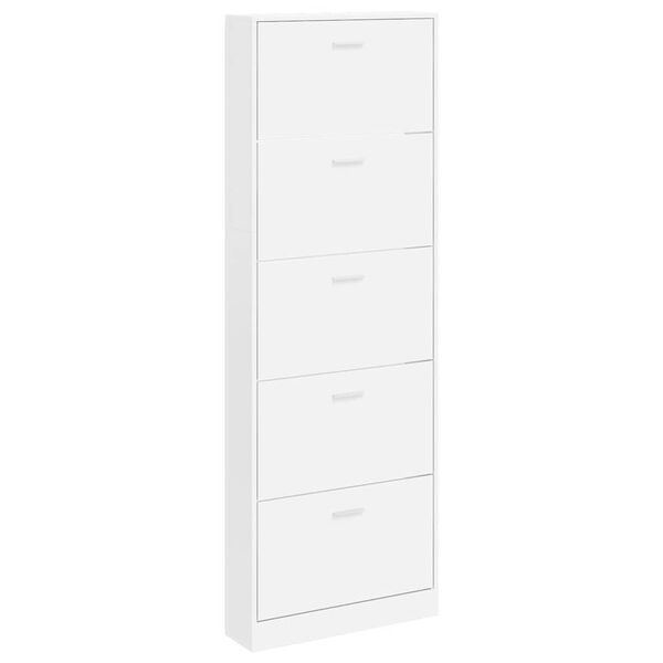 vidaXL White Wooden Shoe Cabinet with 5 Compartments