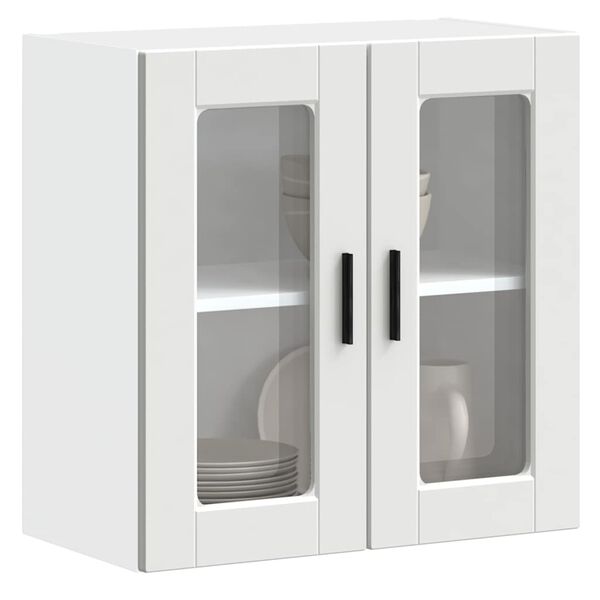 vidaXL Kitchen Wall Cabinet with Glass Door Porto White