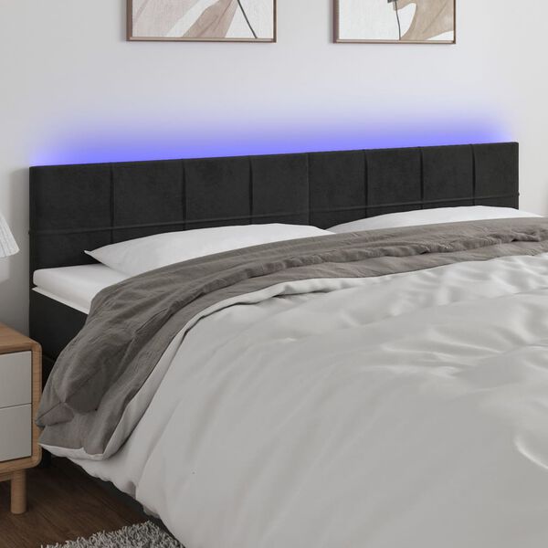 vidaXL LED Headboard Black 200 cm Velvet